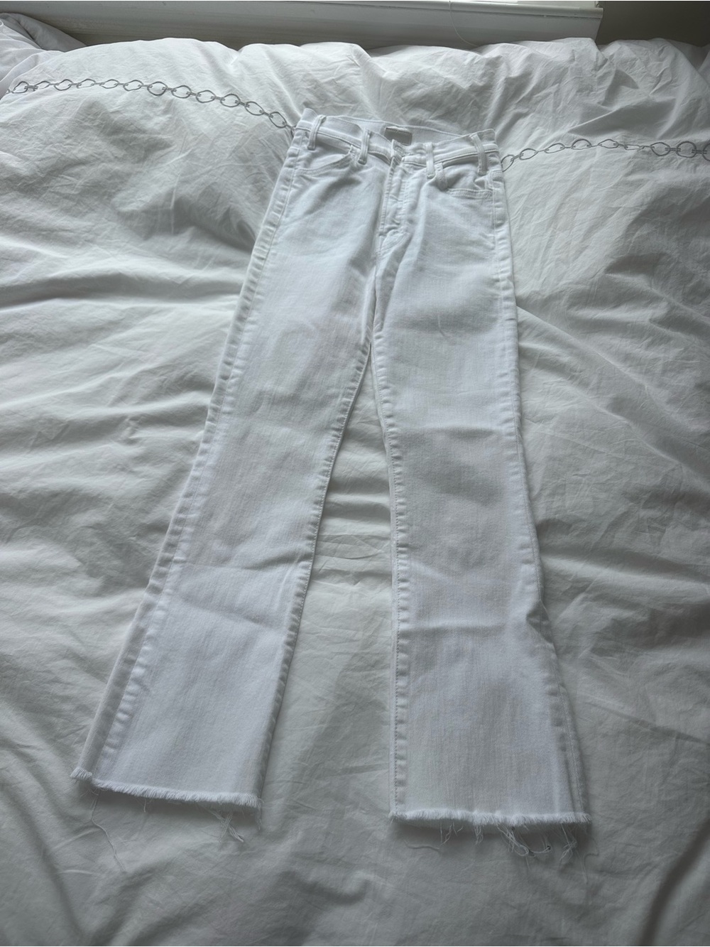 MOTHER White High-Rise Flared Jeans